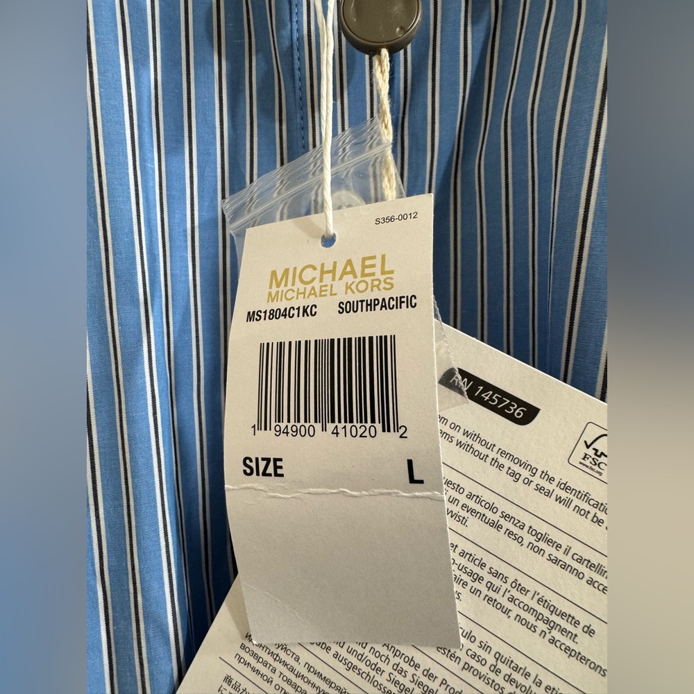 NWT Michael Kors Blue and White Striped Shirt - Picture 4 of 5